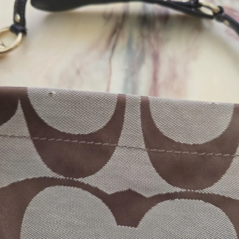 Coach Carly Signature Jacquard Hobo Bag Brown Tan Leather Trim 12873 Y2K